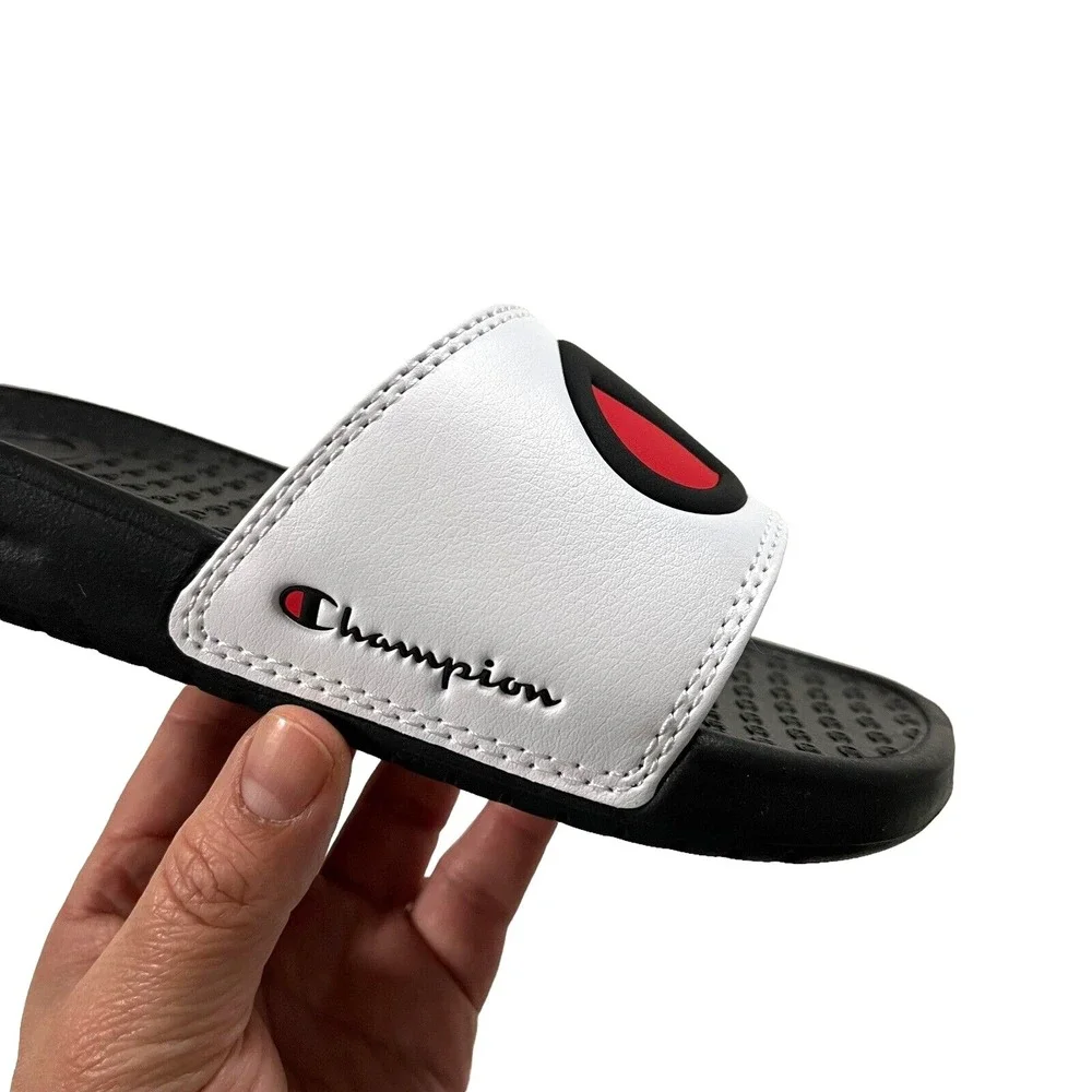 Champion Little Boys Girls Slide Sandals Size 13 Black White Lightweight Comfort